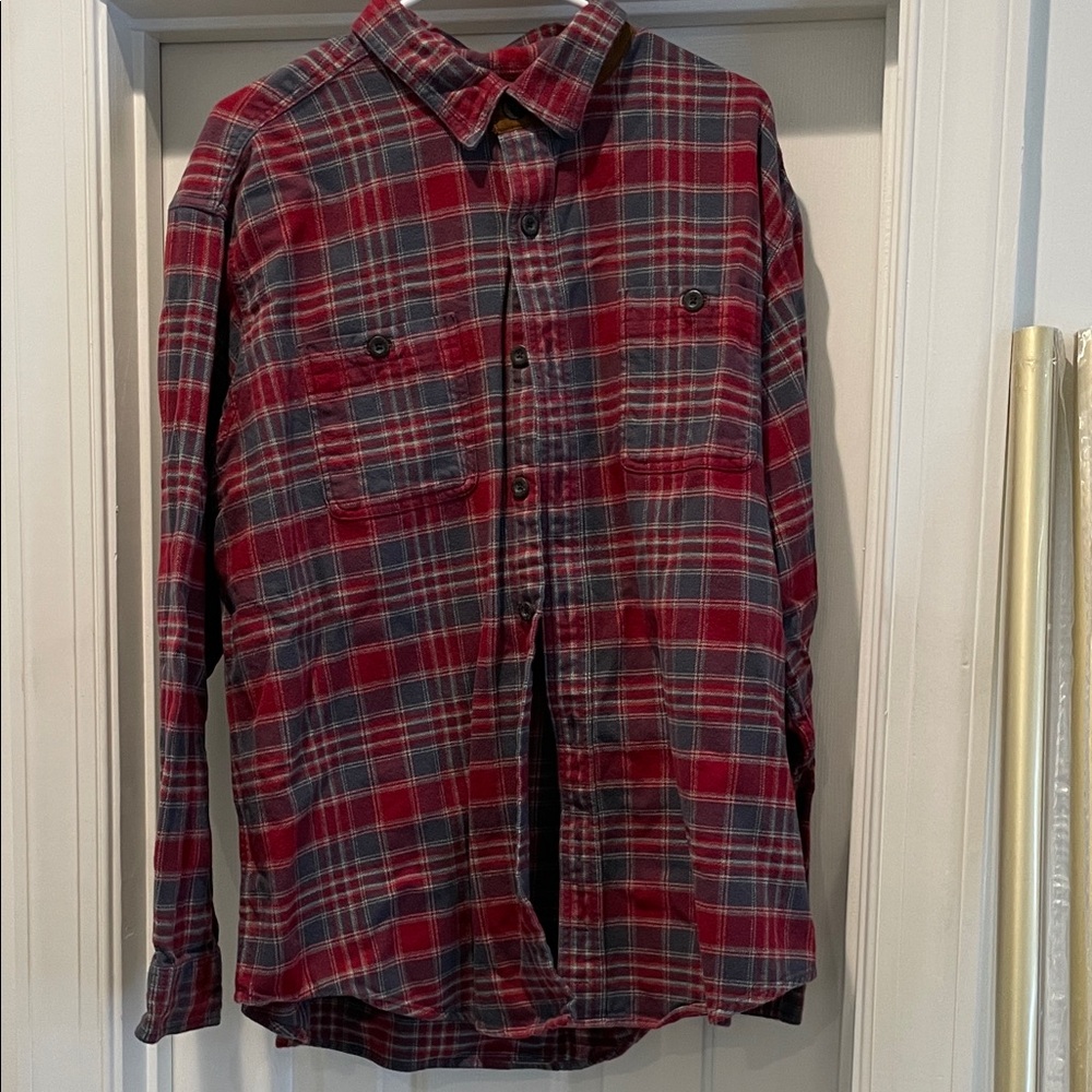 Orvis Red and Blue Plaid Casual Shirt